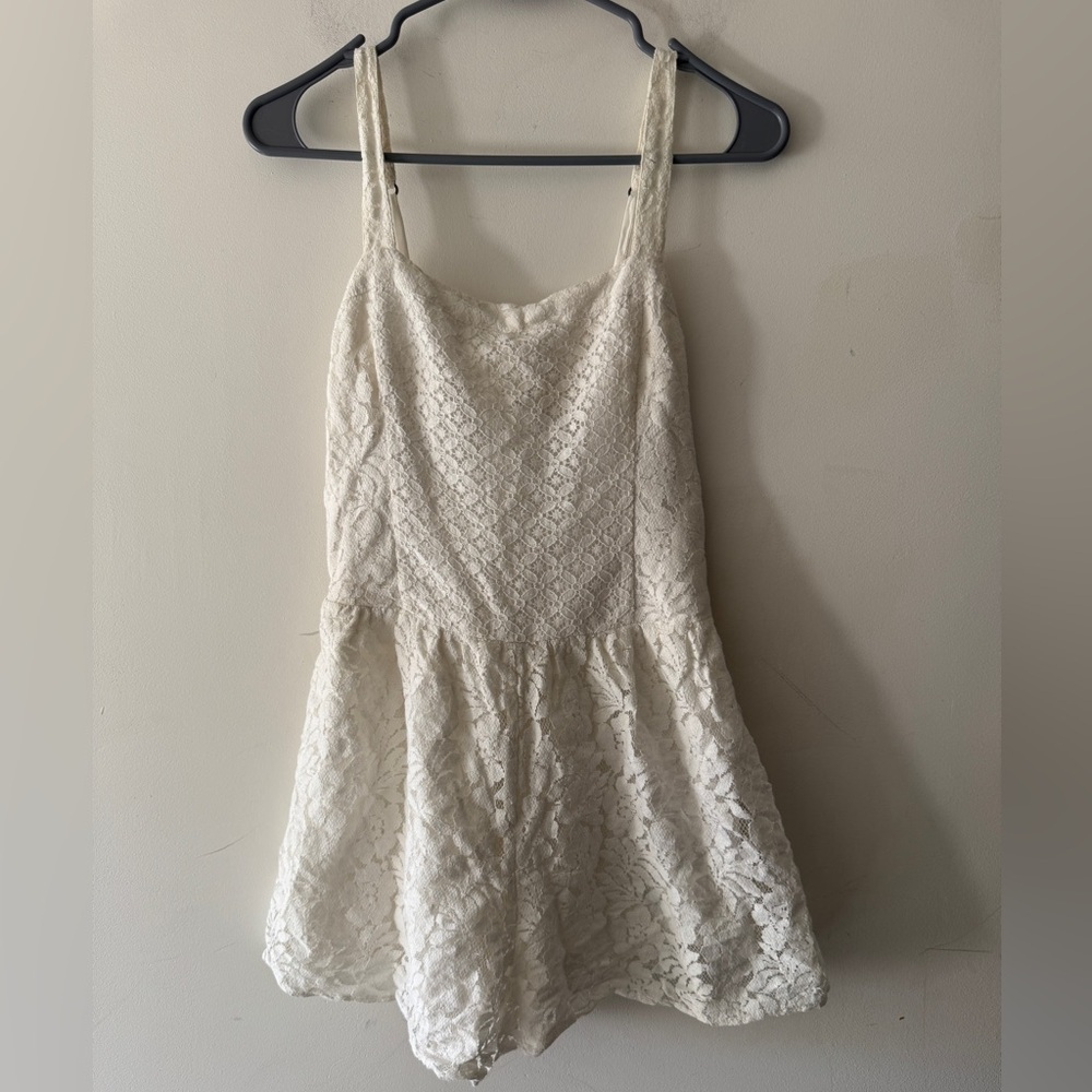 Abercrombie & Fitch White Floral Lace Romper